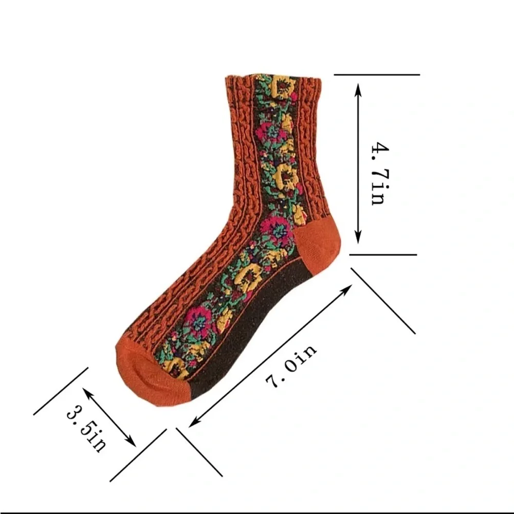 Women’s Embroidered Floral Ethnic Socks 5 Pairs